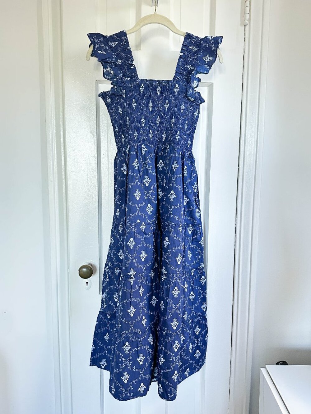 NWOT Hill House New York Exclusive Print 2023 Nap Ellie Dress Navy Trellis Small - Picture 4 of 5